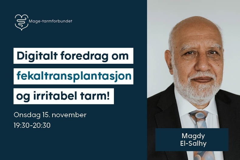 Digitalt foredrag «Fekal mikrobiotatransplantasjon og irritabel tarm; nytt prosjekt i Bergen og tanker om fremtidige prosjekter» Digitalt foredrag «Fekal mikrobiotatransplantasjon og irritabel tarm; nytt prosjekt i Bergen og tanker om fremtidige prosjekter»